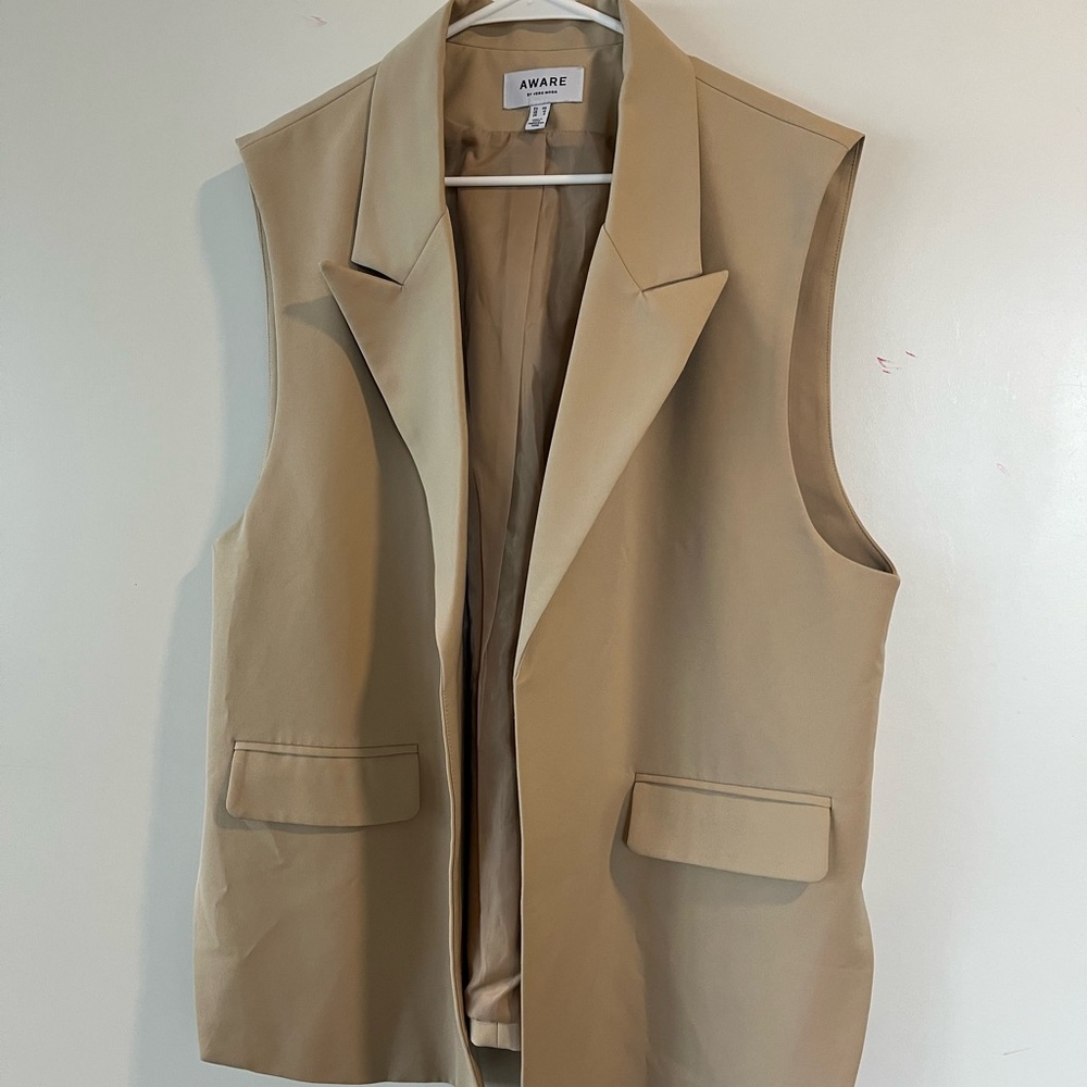 Aware by Vero Moda - Tan Sleeveless Blazer Vest